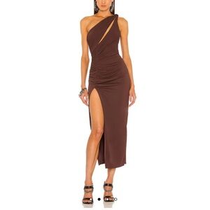 DUNDAS x REVOLVE Kate Midi Dress in Chocolate Brown